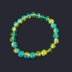 Teal Twist Crackle Glass Bead Bracelet